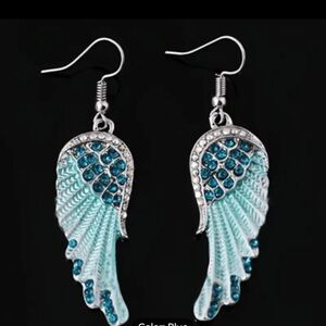 NWOT Angel Wings Inlaid Rhinestone Dangle Earrings Fine Jewelry For Women Girls